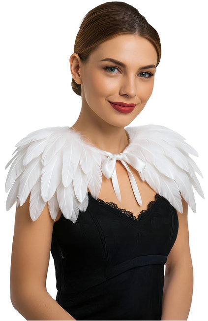 Peleryna z piór biała