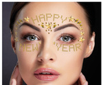 Kryształki do twarzy HAPPY NEW YEAR złote naklejki 3D