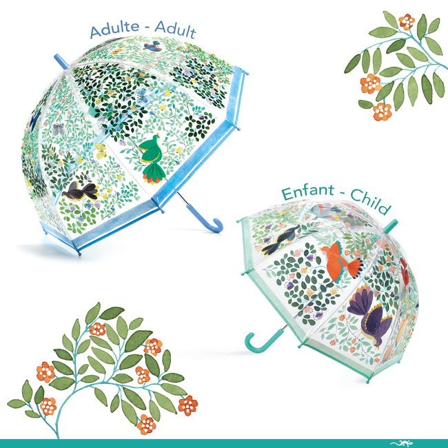 Parasolka niebieska Ptaki i kwiaty 87cm