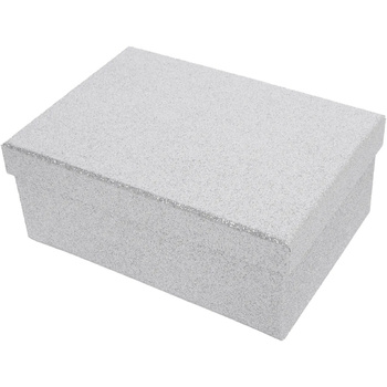 Pudełko ozdobne prostokątne 11100038 - brokat srebrne