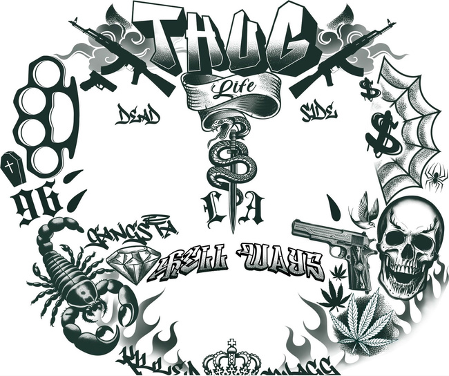 Tatuaż twarzy "THUG"