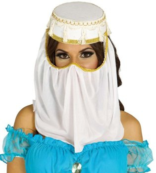 Czapka Arabskiej księżniczki z woalką biała