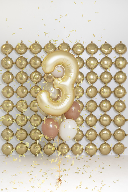Balon foliowy 34" mat złoty numer 3