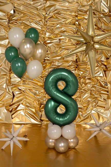 Balon foliowy 34" mat zielony numer 8