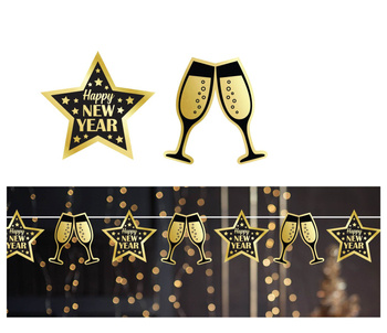 Girlanda noworoczna "Gwiazdy i kieliszki: Happy New Year" 3m