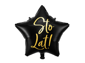 Balon foliowy 16" "Gwiazdka" czarna - Sto Lat