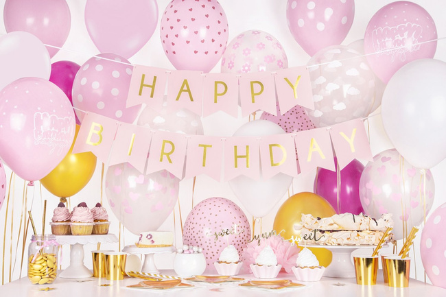 Balony 14" nadruk "Chmurki" przejrzyste / białe 6 sztuk