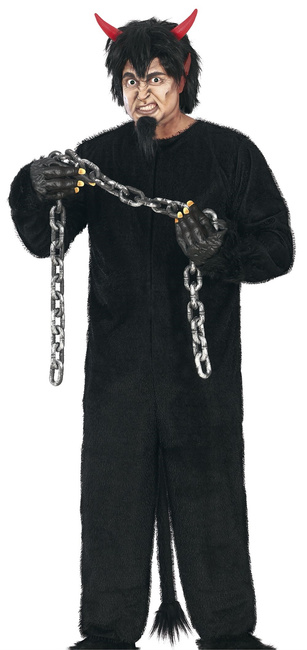 Kostium "Krampus" czarny kombinezon kigurumi