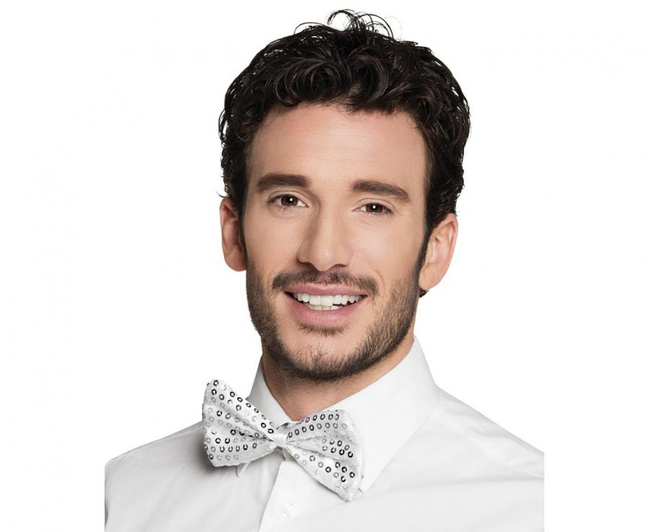 Muszka Sylwestrowa w cekiny srebrna