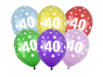 Balony 14" numer 40 metalik mix kolorów 6 sztuk