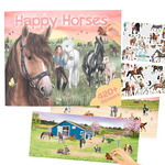Koniki Happy Horses Zestaw kolorowanek z naklejkami
