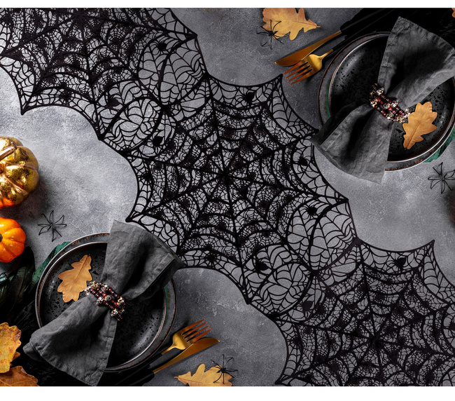 Pajęczyna - bieżnik czarny 34x136cm