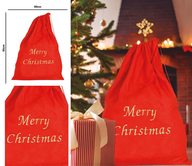 Worek Mikołaja haft: Merry Christmas 70x93cm