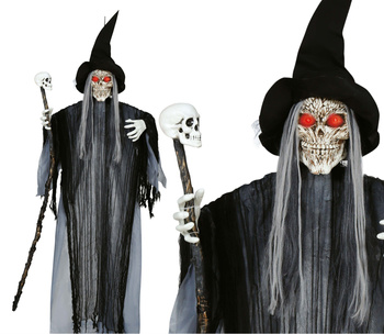 Wiszący Szkielet czarownicy 180cm (interaktywny)