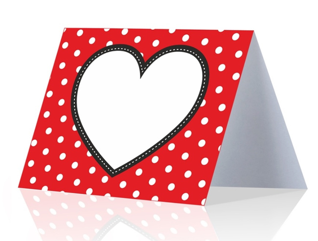 Wizytówka na stół - Serduszko 6 sztuk