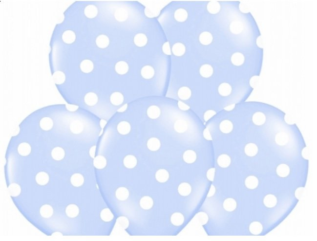 Balony 14' pastelowe błękitne w białe kropki 6 sztuk