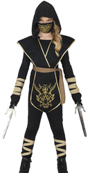 Kostium dziecięcy "Ninja" czarno-złoty