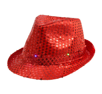 Kapelusz w cekiny świecący - czerwony