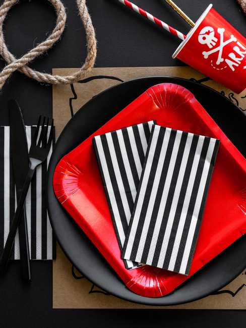 Paski biało-czarne - Serwetki papierowe 33cm 20 sztuk