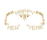 Kryształki do twarzy HAPPY NEW YEAR złote naklejki 3D