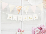 Baner ślubny "Witamy" biało / złoty 80cm