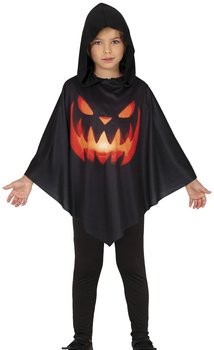 Ponczo z kapturem "Dynia halloweenowa" czarne