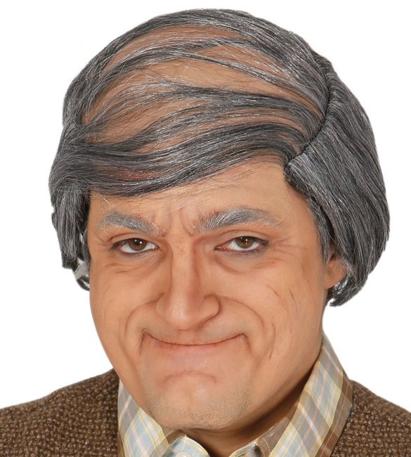 Peruka męska "Staruszek - zaczesana siwizna"