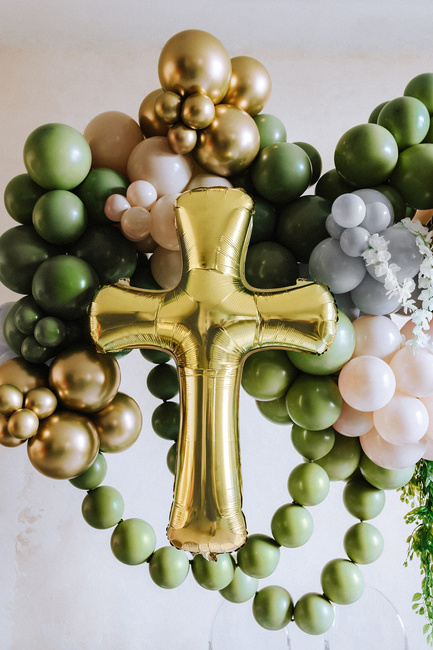 Balon foliowy 30" Krzyż złoty