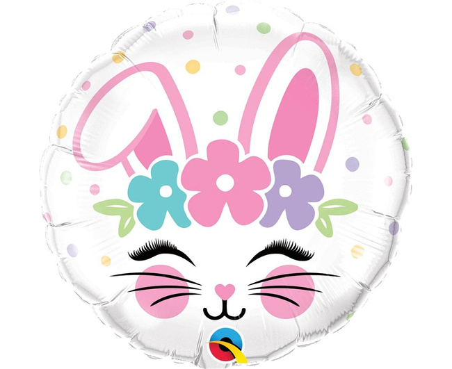 Balon foliowy 18" Króliczek biały z wiankiem