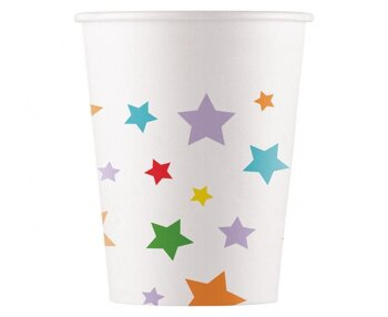 Gwiazdki kolorowe - Kubeczki 200ml 8 sztuk