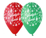 Balony 13" z nadrukiem "Wesołych Świąt" 5 sztuk