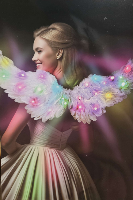 Skrzydła Anioła piórkowe LED - białe