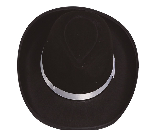 Kapelusz gangsterski czarny z białą lamówką