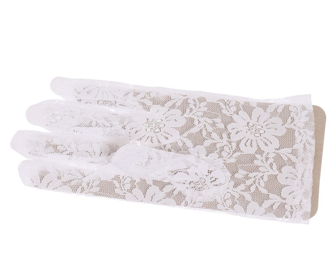 Rękawiczki koronkowe 22cm - białe