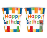 Klocki - Kubeczki papierowe 270ml Happy Birthday 8 sztuk