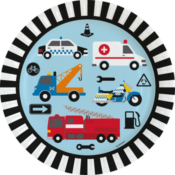 Auta "Policja, Straż" - Talerze 23cm 8 sztuk