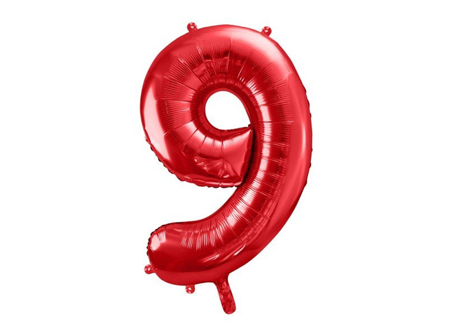 Balon foliowy 34" czerwony numer 9