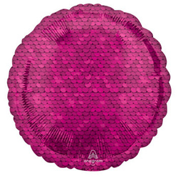 Balon foliowy 18" Koło w cekiny różowe