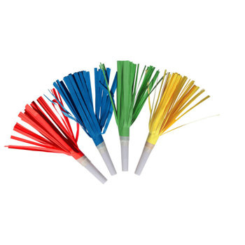 Trąbki z frędzlami tęczowe 4 sztuki