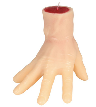 Halloweenowa świeca krwawa dłoń 15cm