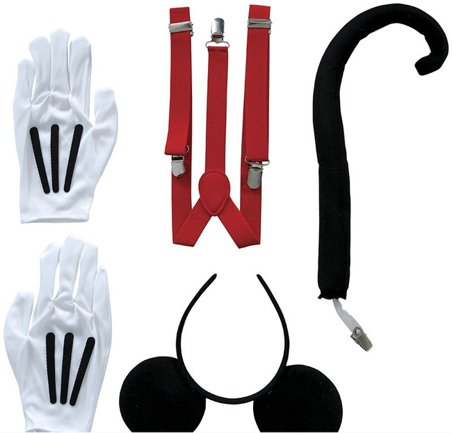 Zestaw Mickey: szelki, rękawiczki, opaska, ogon