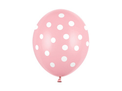 Balony 14' pastelowe różowe w kropki białe 6 sztuk
