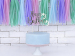 Dekoracja Bufetu - Topper "Happy Birthday" srebrny