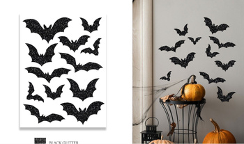 Nietoperze naklejki dekoracyjne z brokatem 12 sztuk