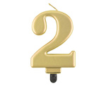 Świeczka cyferka B&C złoty metalik "2"