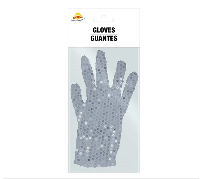 Rękawiczki cekinowe 25cm - srebrne