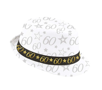 Kapelusz urodzinowy biały, numer 60