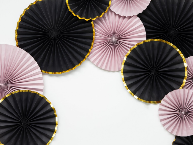 Wachlarze ozdobne - Gładkie czarno / złote 3 sztuki