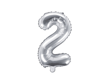 Balon foliowy 14" srebrna mini cyfra 2