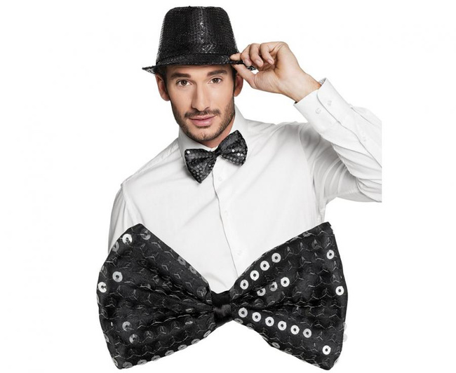 Muszka sylwestrowa w cekiny czarna